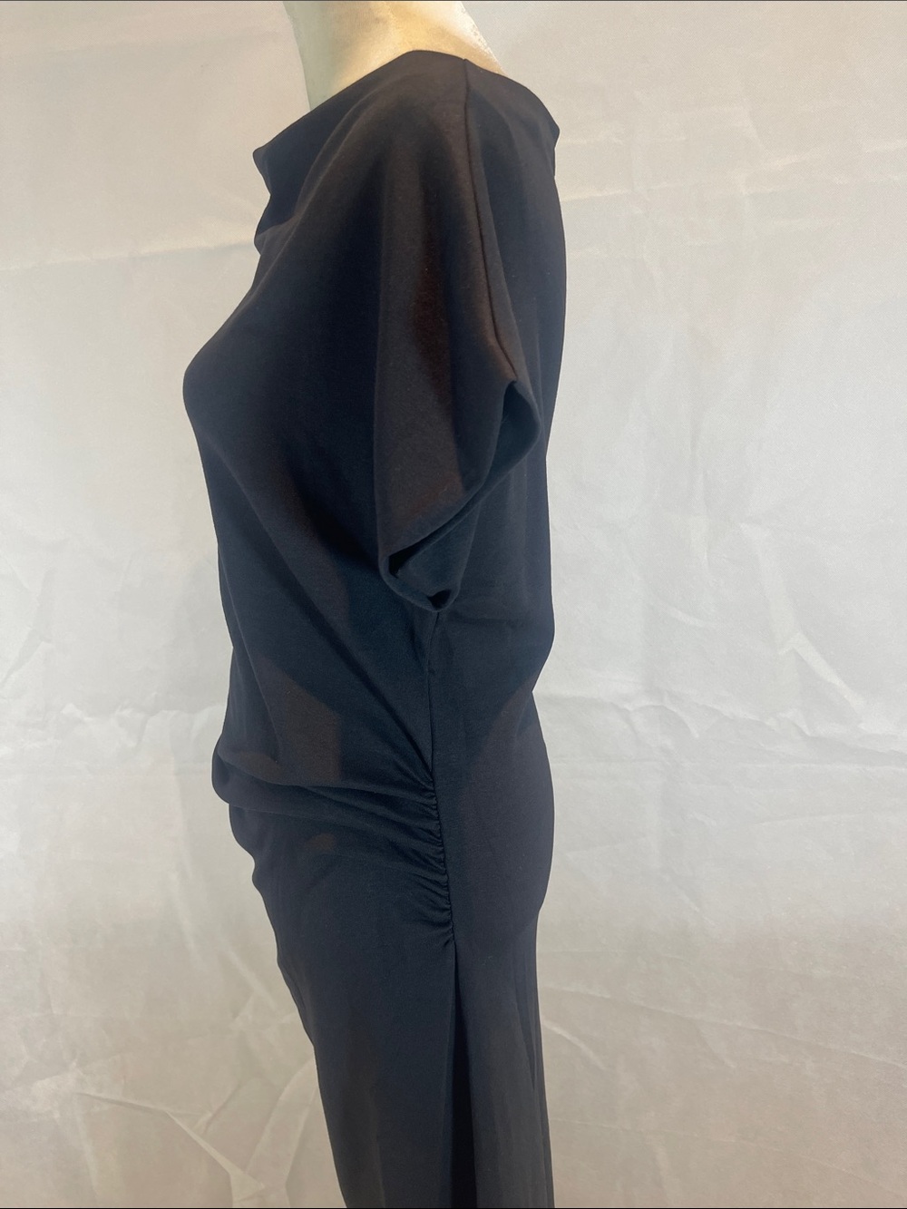 MNGO = XL , Black Draped Cap-Sleeve Women’s Dress - Picture 11 of 13